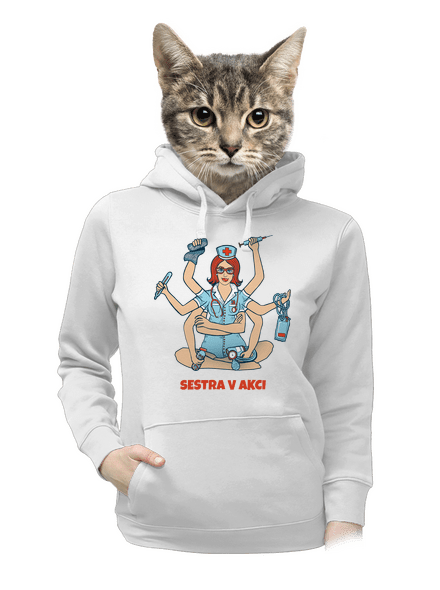 Sestra v akci dámská mikina klokanka White