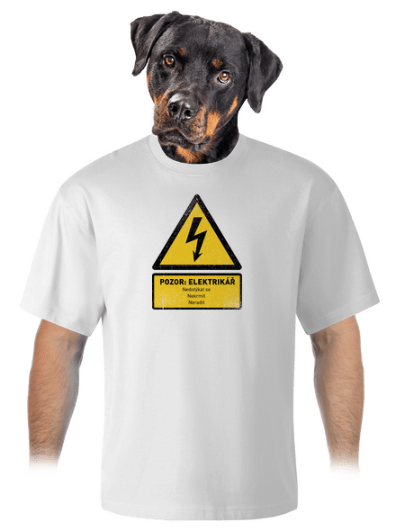 Pozor elektrikář unisex tričko oversized White
