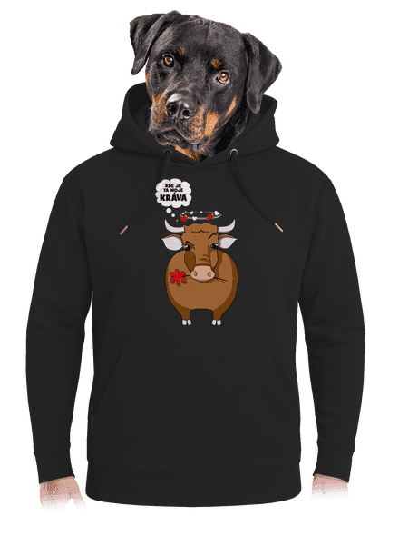 Kráva a bejk unisex mikina premium Dark Black