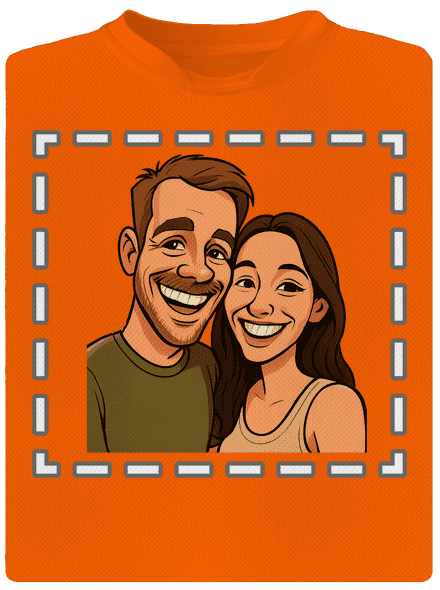 Karikatura z vlastní fotky dětské sportovní tričko Neon Orange