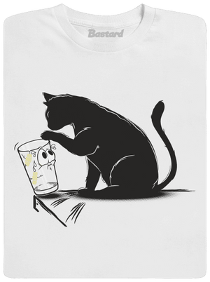 Kočka a sklenice pánské dlouhý rukáv White