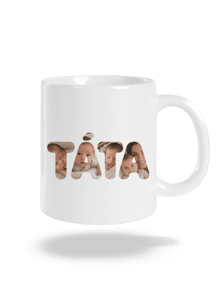 Nápis táta z vlastních fotek klasický hrnek White