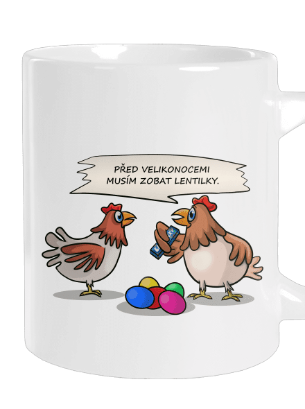 Slepice před Velikonocemi velký hrnek White