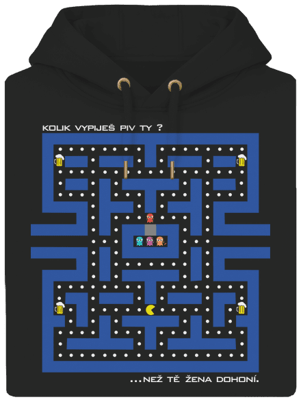 Pac-Man pivo unisex mikina premium Dark Black