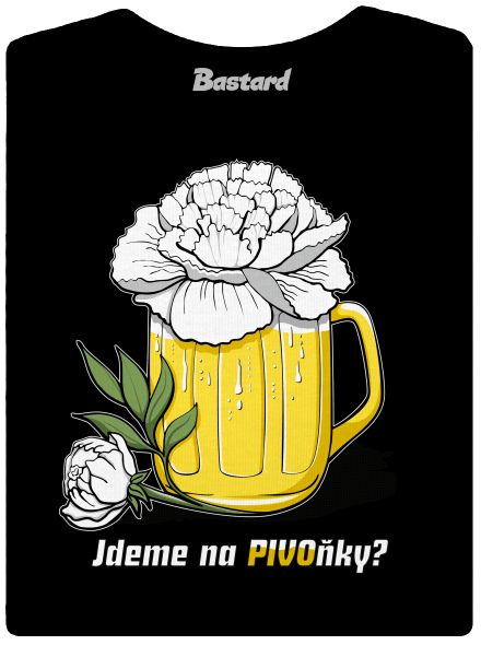 Pivoňky dámské tričko s lemem Black