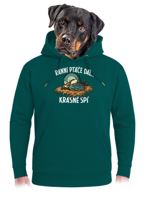 Ranní ptáče spí unisex mikina premium Emerald Green