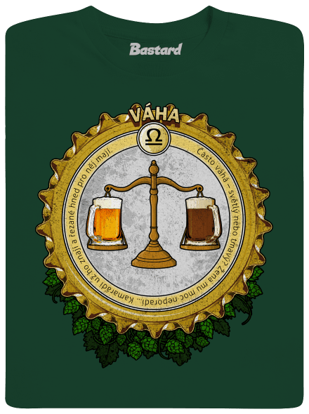 Pivní horoskop: Váha pánské tričko Bottle Green
