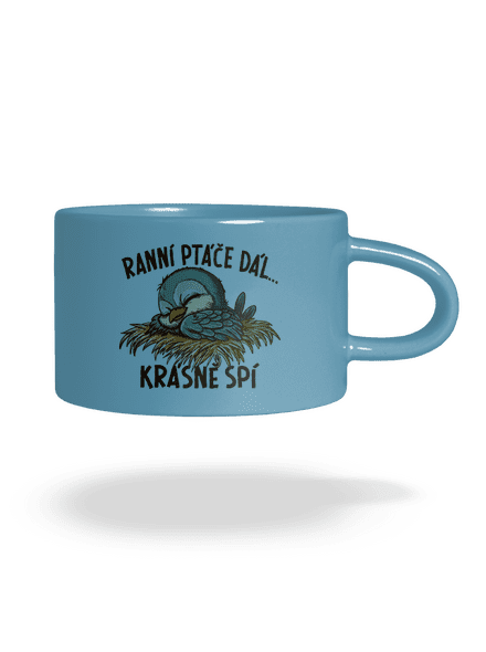 Ranní ptáče spí hrnek makronka Blue Macaron