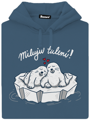 Miluju tulení dámská mikina klokanka Denim