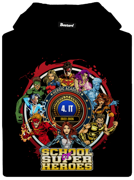 Školní potisk Super school pánská mikina klokanka Black