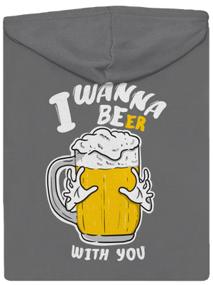I wanna beer dámská mikina na zip Steel Gray