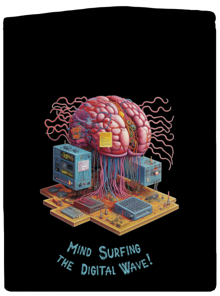 Mind surfing the digital wave pánská mikina na zip Black