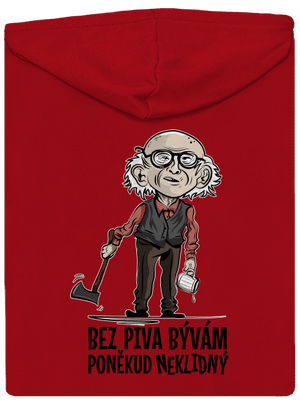 Neklidný bez piva pánská mikina na zip Red
