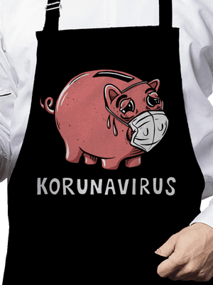 Korunavirus v kasičce zástěra Black