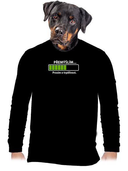 Přemýšlím pánské dlouhý rukáv Black