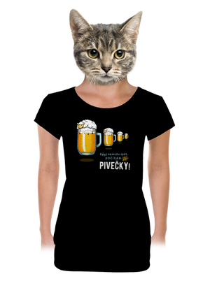 Pivečka dámské tričko s lemem Black