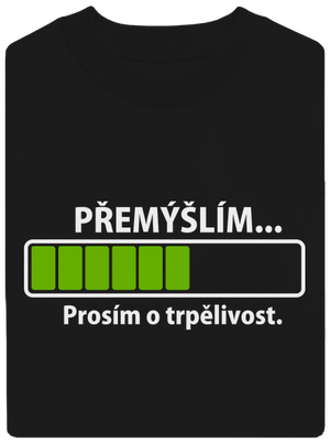 Přemýšlím unisex mikina bez kapuce Black