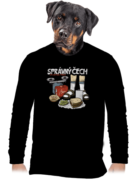 Správný Čech pánské dlouhý rukáv Black