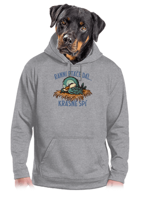 Ranní ptáče spí pánská mikina klokanka Light Melange