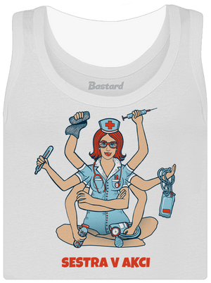 Sestra v akci dámské tílko klasické White