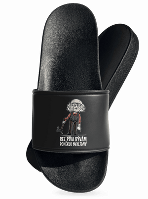 Neklidný bez piva pantofle Black