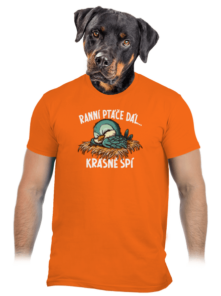 Ranní ptáče spí pánské tričko Orange