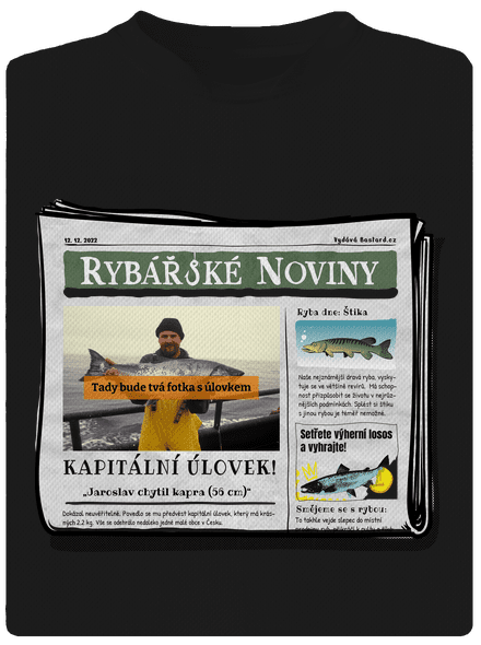 Rybářské noviny dětské sportovní tričko Black