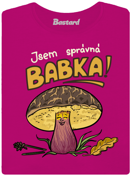 Babka a hříbeček dámské tričko Fuchsia Red