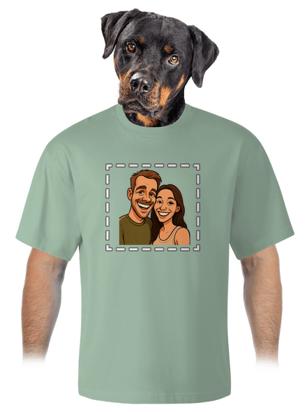 Karikatura z vlastní fotky unisex tričko oversized Sage