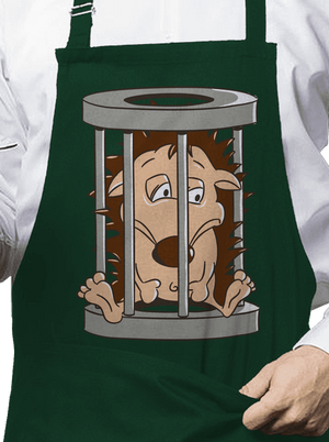 Ježeček v kleci zástěra Bottle Green