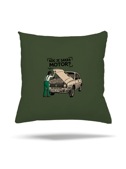 Kde je motor? polštář Olive Green