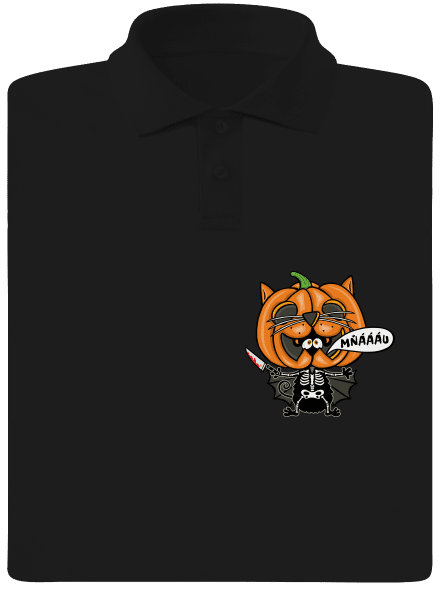 Halloweenská kočička pánská polokošile Black
