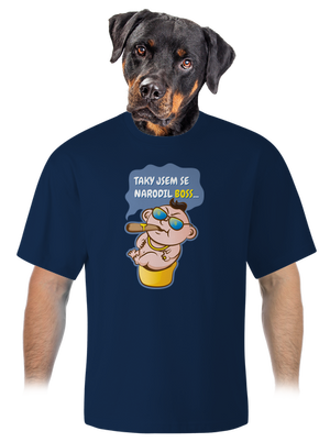 Boss unisex tričko oversized Midnight Blue