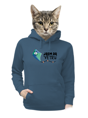 Do větru dámská mikina klokanka Denim