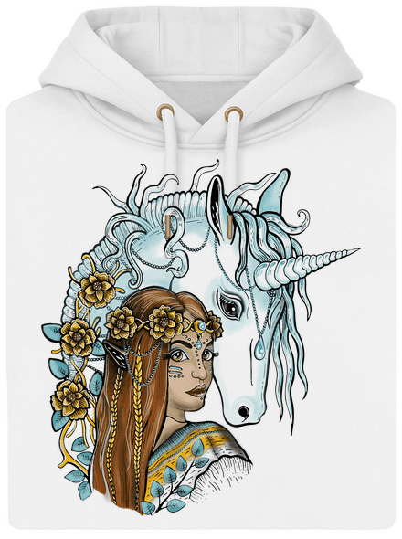 Elfka s jednorožcem unisex mikina premium Snowwhite