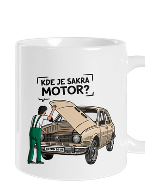 Kde je motor? klasický hrnek White