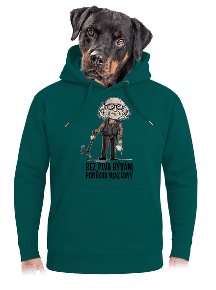 Neklidný bez piva unisex mikina premium Emerald Green