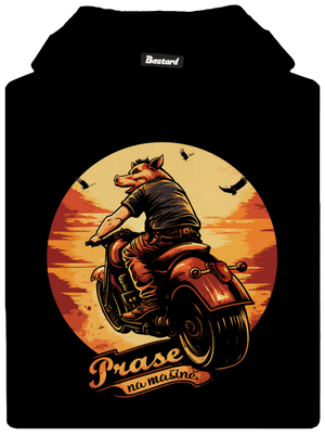 Prase na mašině dětská mikina klokanka Black