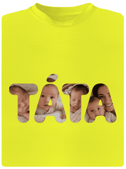 Nápis táta z vlastních fotek pánské sportovní tričko Neon Yellow