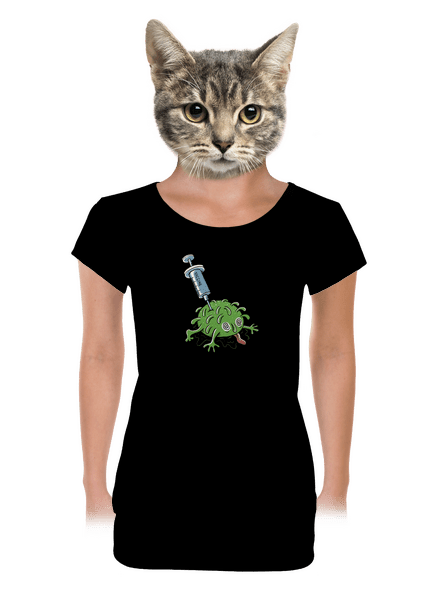 Zapíchlý covid dámské tričko s lemem Black