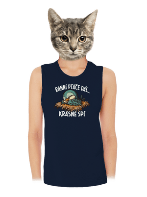 Ranní ptáče spí dámské tílko volné Navy