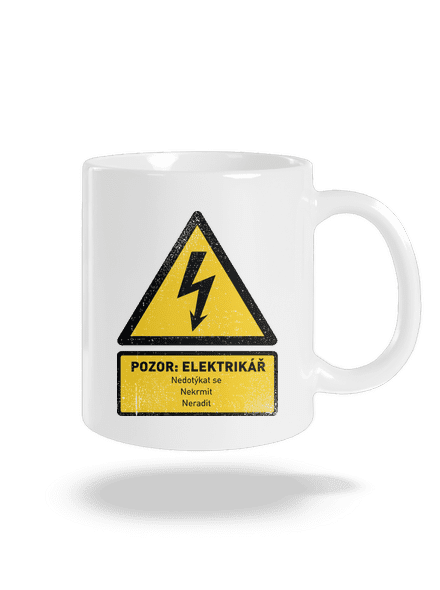 Pozor elektrikář klasický hrnek White