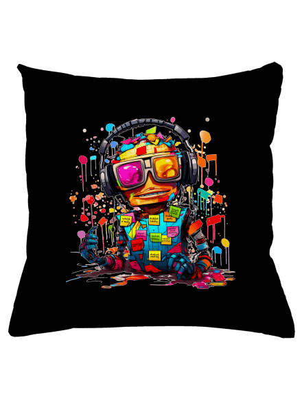 Workaholic robot polštář Black