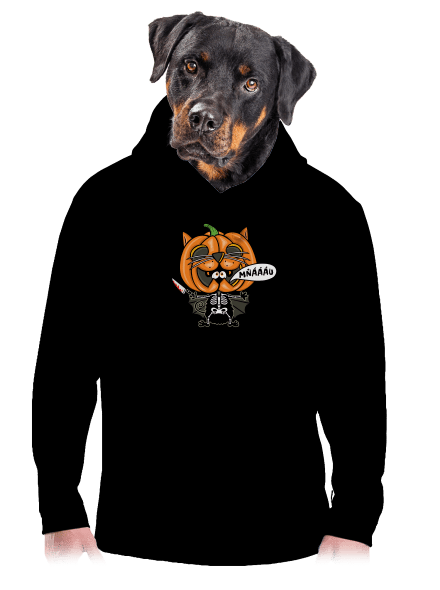 Halloweenská kočička pánská mikina klokanka Black