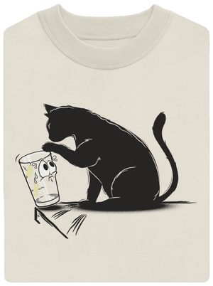 Kočka a sklenice unisex mikina bez kapuce Off White