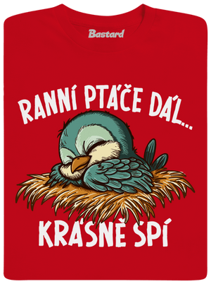 Ranní ptáče spí dětské tričko Red
