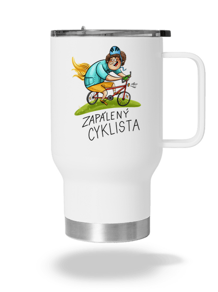 Zapálený cyklista termohrnek White