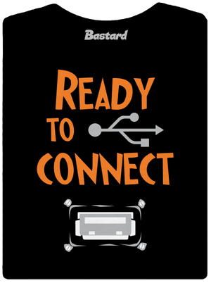 USB připojení dámské tričko s lemem Black