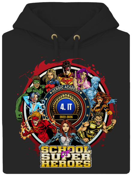 Školní potisk Super school unisex mikina premium Dark Black