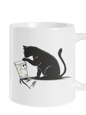 Kočka a sklenice klasický hrnek White